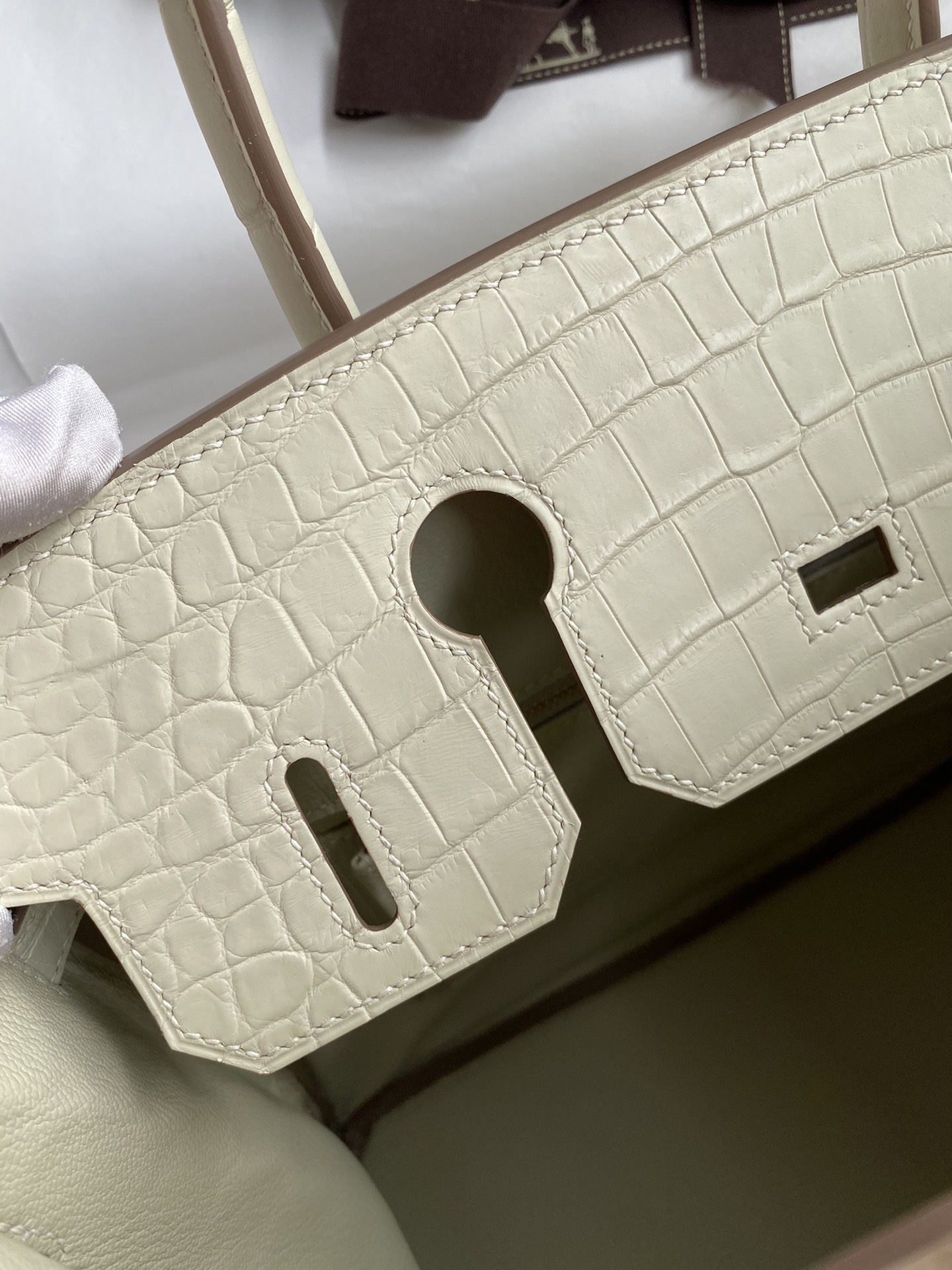 Hermes Birkin 30CM Handmade Bag In Cream White Crocodile Niloticus Matte Skin